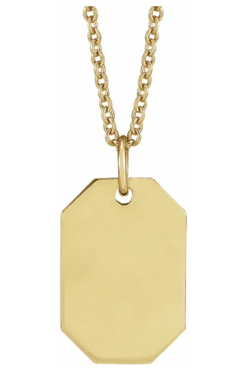 10k Gold Engravable Dog Tag Pendant