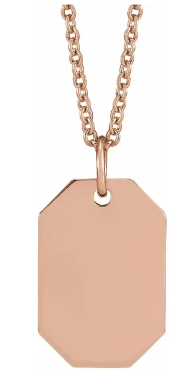 10k Gold Engravable Dog Tag Pendant