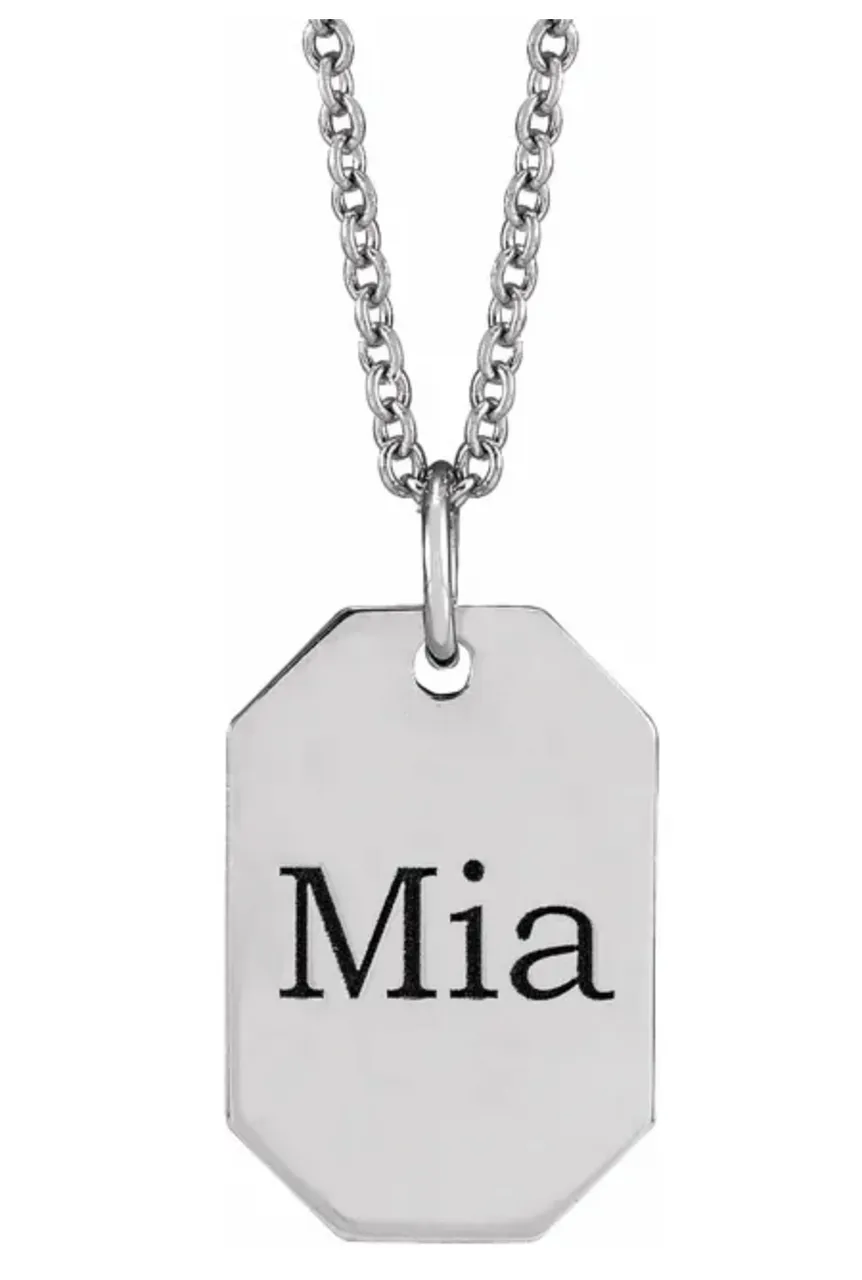 10k Gold Engravable Dog Tag Pendant