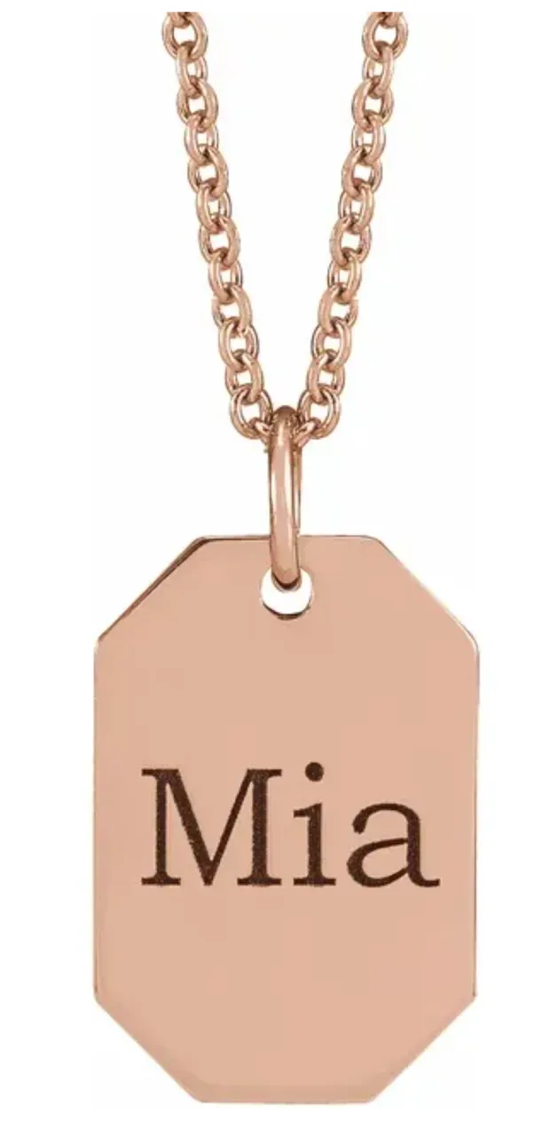 10k Gold Engravable Dog Tag Pendant