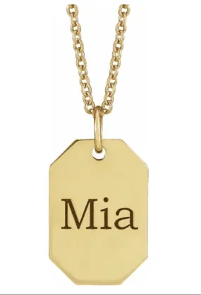 10k Gold Engravable Dog Tag Pendant