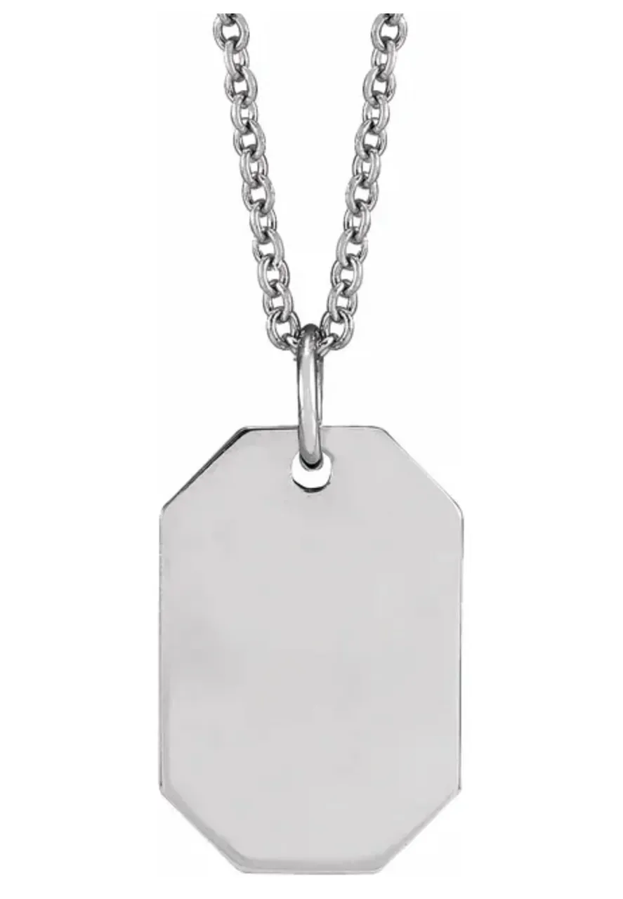 10k Gold Engravable Dog Tag Pendant