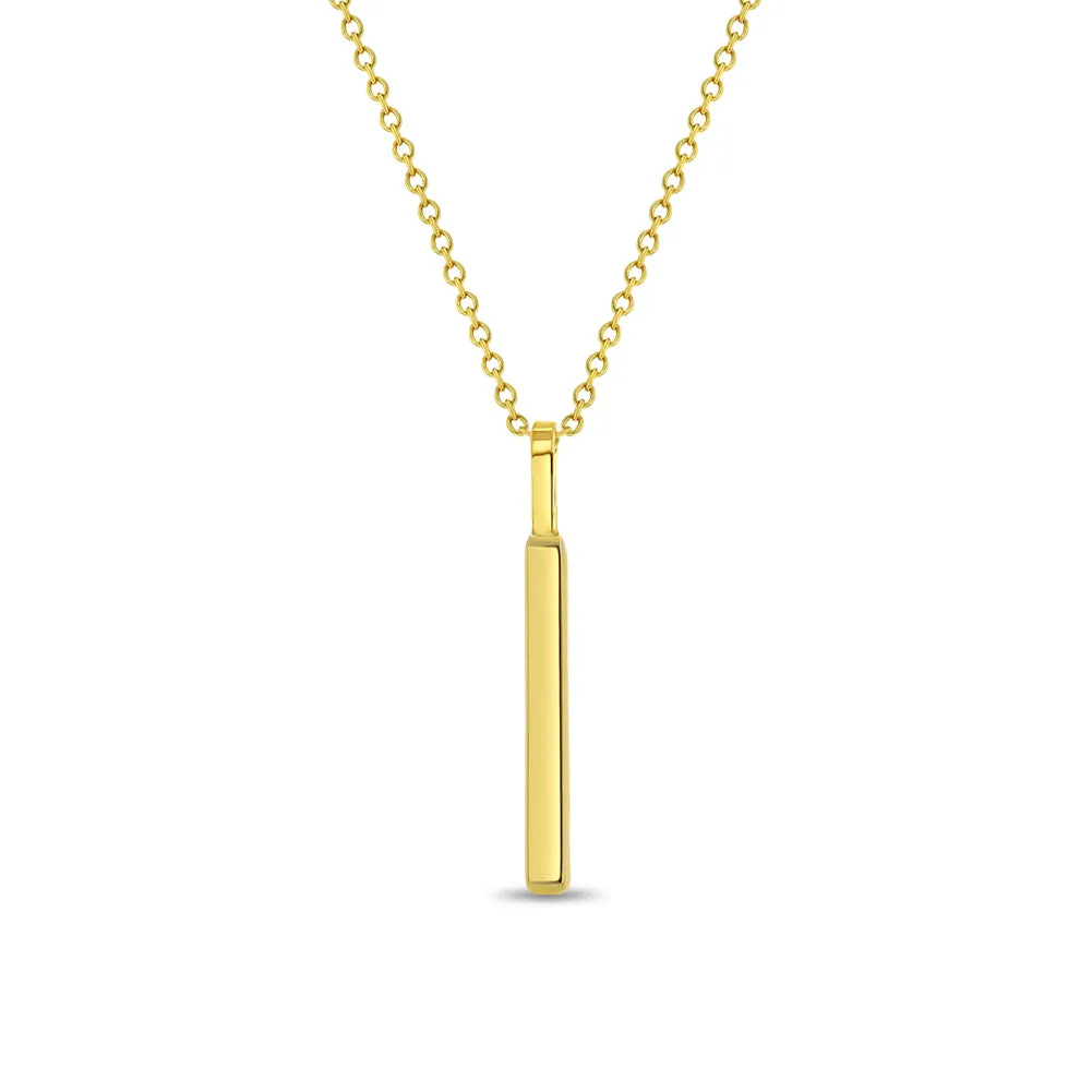 14k Gold Engravable Bar Women's Pendant