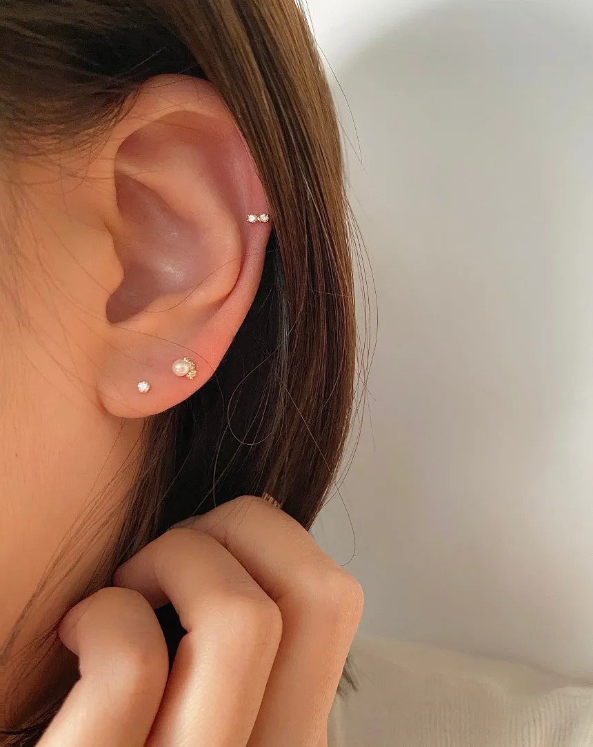 14k Gold Jewelry Minimalist Delicate Tie Knot Ribbon Helix Cartilage Barbell Ear Stud Earring Piercing