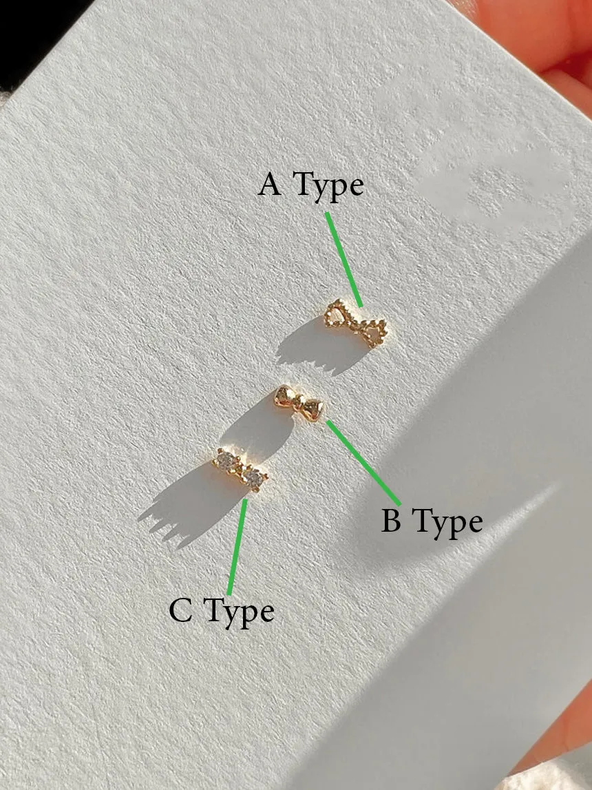 14k Gold Jewelry Minimalist Delicate Tie Knot Ribbon Helix Cartilage Barbell Ear Stud Earring Piercing