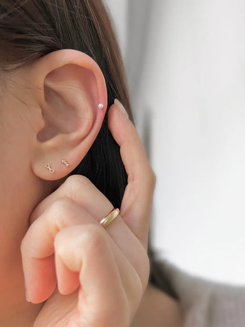 14k Gold Jewelry Minimalist Delicate Tie Knot Ribbon Helix Cartilage Barbell Ear Stud Earring Piercing