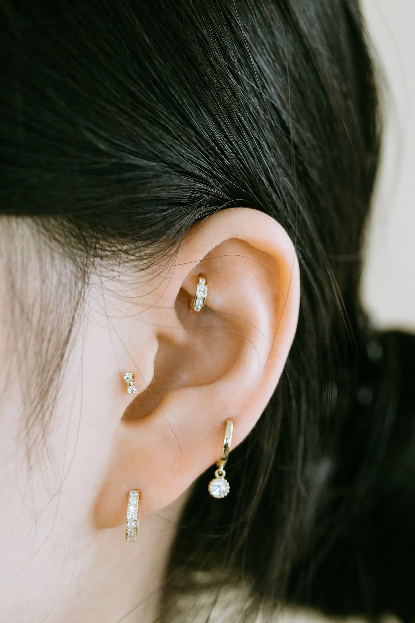 14k Gold Jewelry Minimalist Delicate Tie Knot Ribbon Helix Cartilage Barbell Ear Stud Earring Piercing