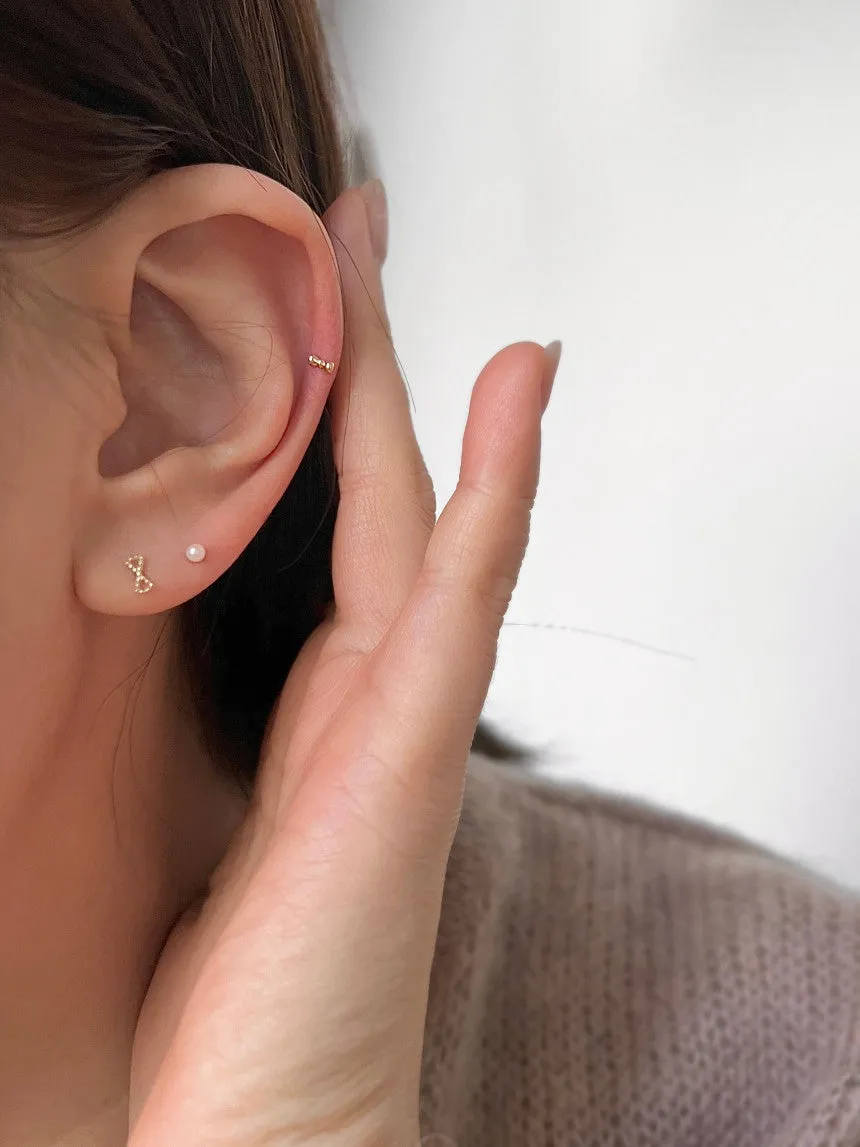 14k Gold Jewelry Minimalist Delicate Tie Knot Ribbon Helix Cartilage Barbell Ear Stud Earring Piercing