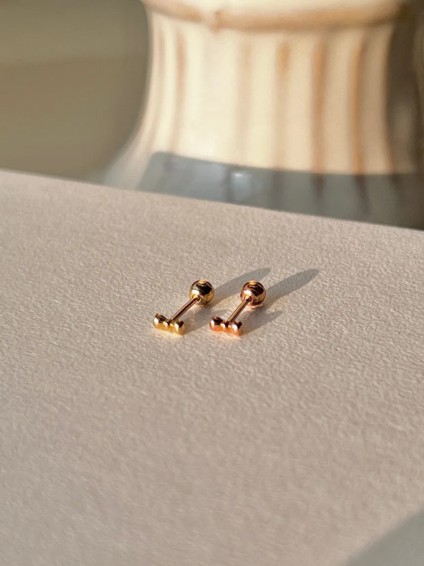 14k Gold Jewelry Minimalist Delicate Tie Knot Ribbon Helix Cartilage Barbell Ear Stud Earring Piercing