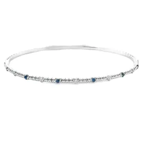 14k White Gold Diamond and Sapphire Bangle