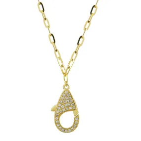 14k Yellow Gold Diamond Clasp on Link Chain