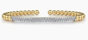 14K Yellow Gold DiamondPave Bar Bujukan Split Bangle