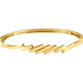 14KT Yellow Gold Stepped Hinged Bangle Bracelet