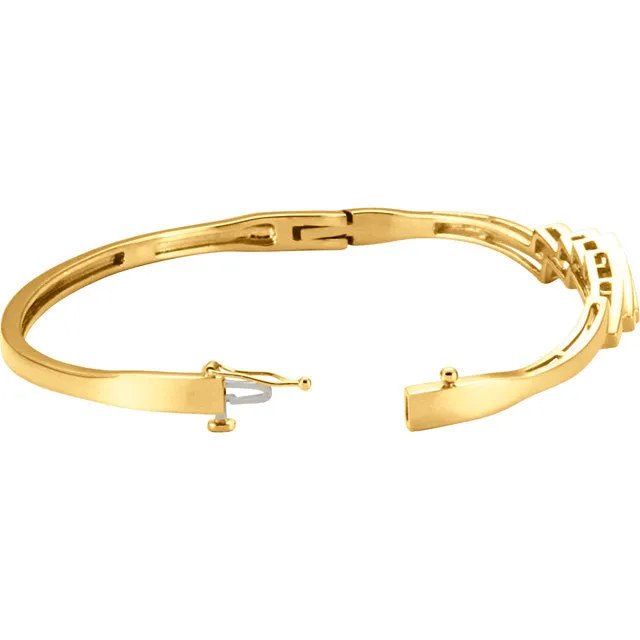 14KT Yellow Gold Stepped Hinged Bangle Bracelet