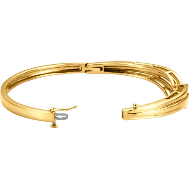 14KT Yellow Gold Weave Hinged Bangle Bracelet