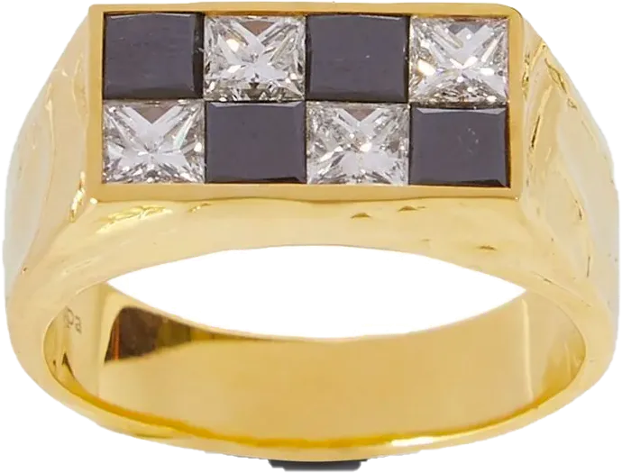 18kt Yellow Gold Echec Diamond Ring