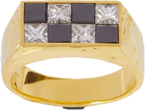 18kt Yellow Gold Echec Diamond Ring