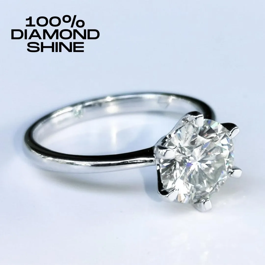 2 carat Moissanite Silver Engagement Ring Forever Love