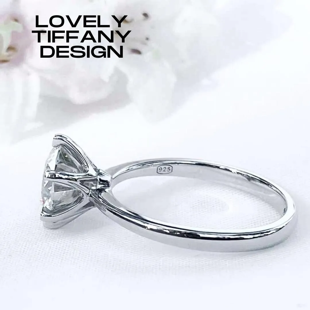 2 carat Moissanite Silver Engagement Ring Forever Love