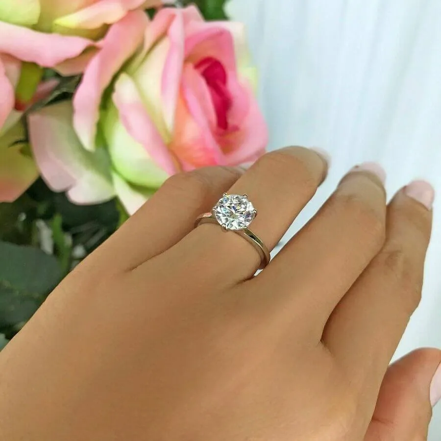 2 carat Moissanite Silver Engagement Ring Forever Love
