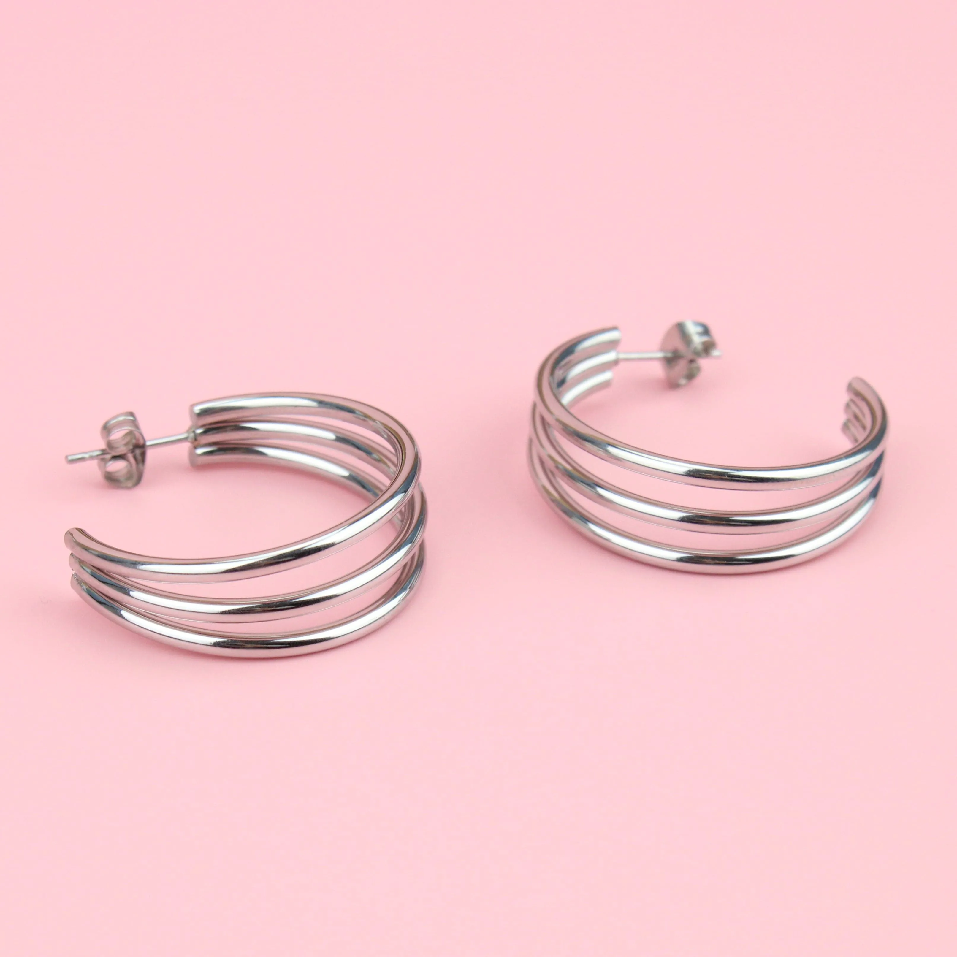 28mm Triple Hoop Earrings