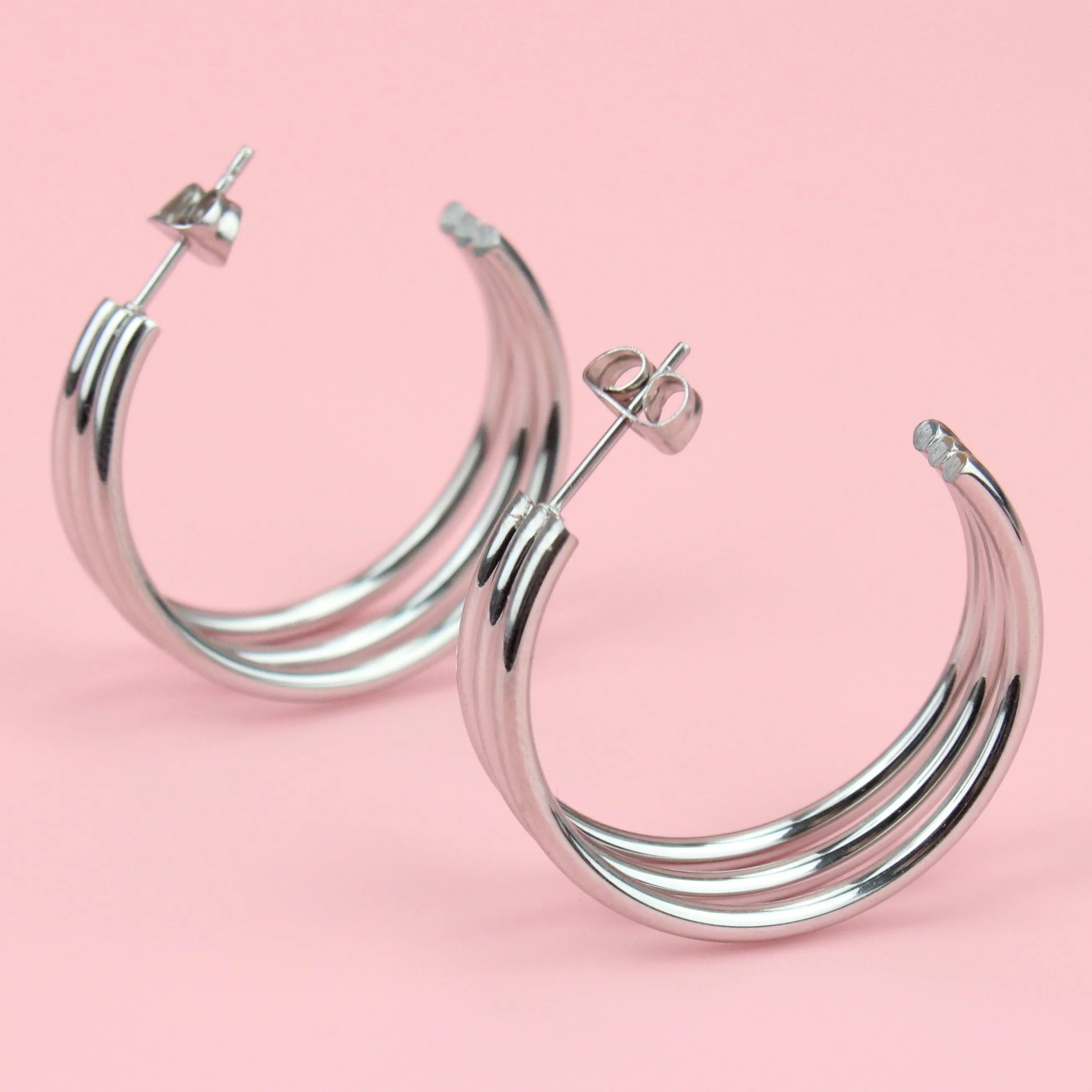 28mm Triple Hoop Earrings