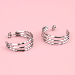 28mm Triple Hoop Earrings