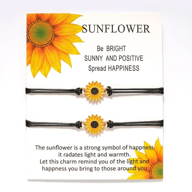 2pcs/set Charm Bracelets With Braided Rope