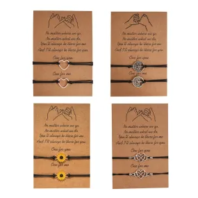 2pcs/set Charm Bracelets With Braided Rope