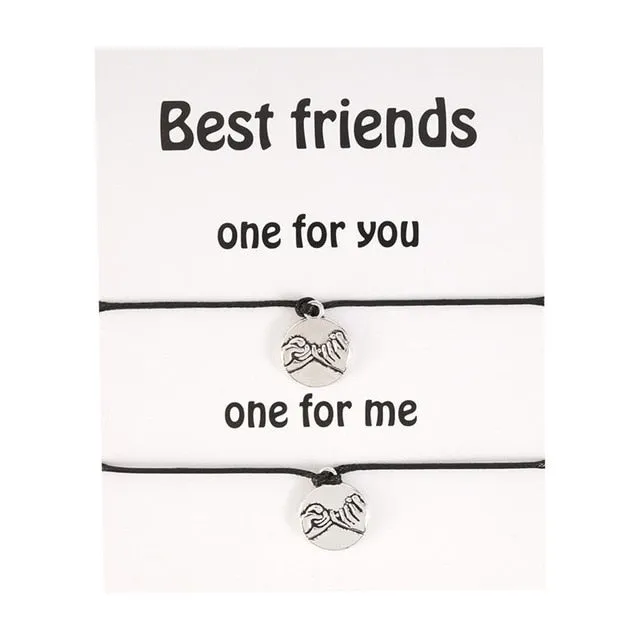 2pcs/set Charm Bracelets With Braided Rope