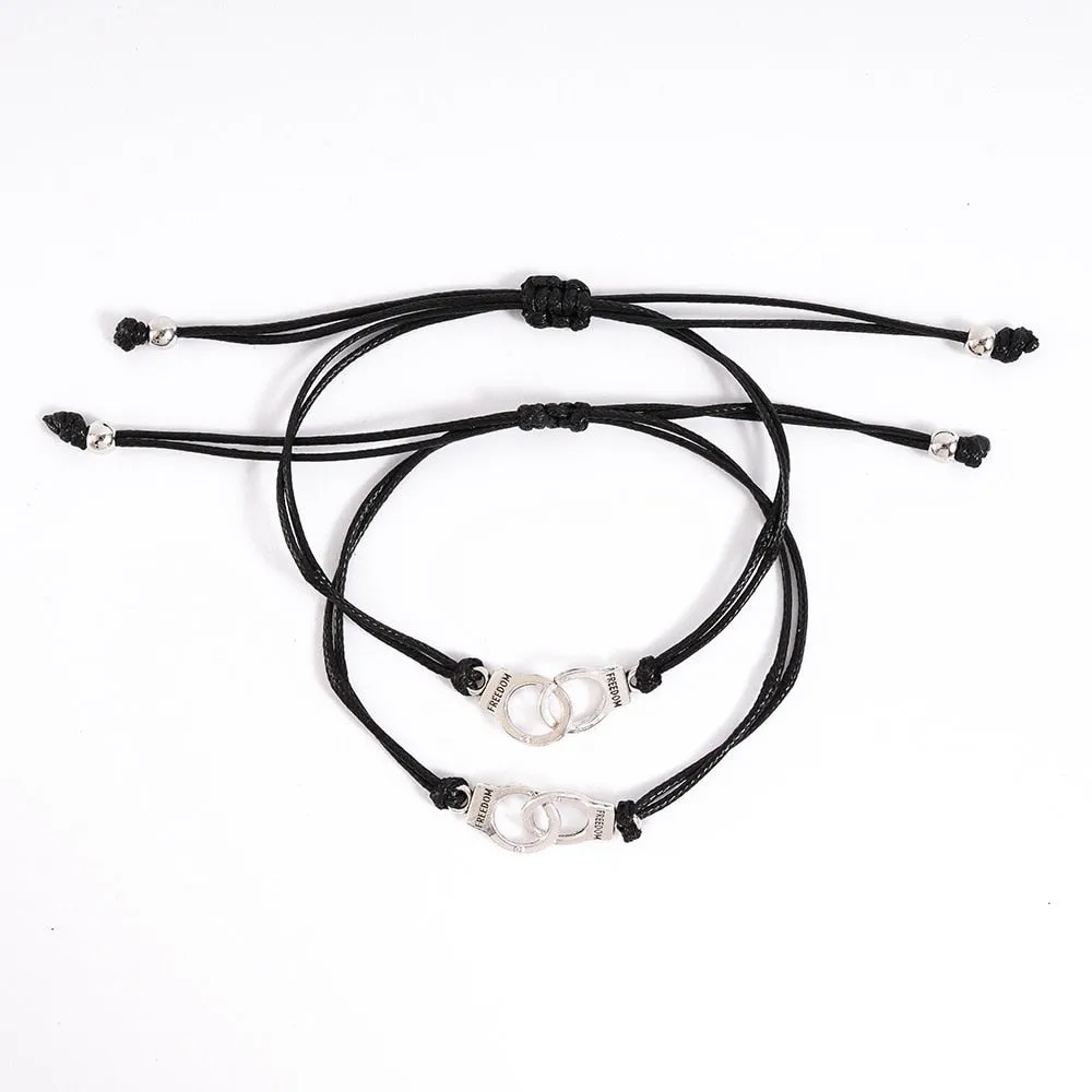 2pcs/set Charm Bracelets With Braided Rope