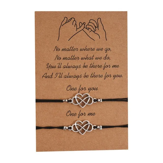 2pcs/set Charm Bracelets With Braided Rope