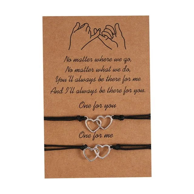 2pcs/set Charm Bracelets With Braided Rope