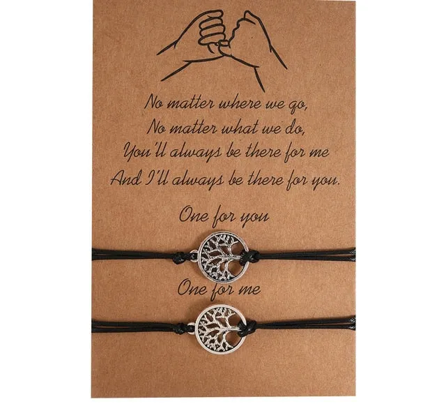 2pcs/set Charm Bracelets With Braided Rope