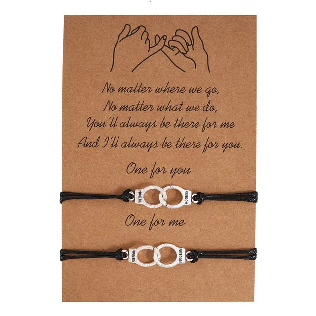 2pcs/set Charm Bracelets With Braided Rope