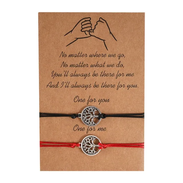 2pcs/set Charm Bracelets With Braided Rope