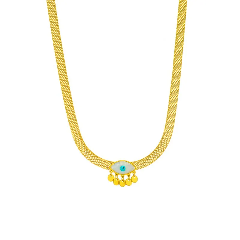 316L Stainless Steel Blue Eyes Pendant Necklace For Women