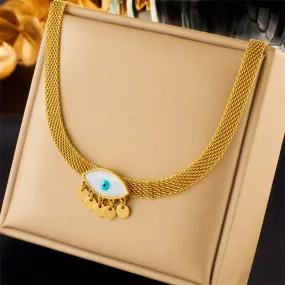 316L Stainless Steel Blue Eyes Pendant Necklace For Women