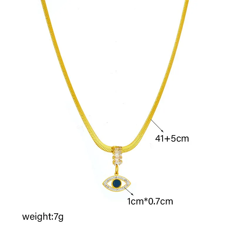 316L Stainless Steel Eye Crystal Zircon Pendant Necklace For Women