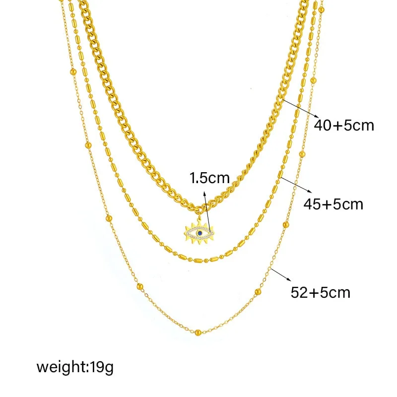 316L Stainless Steel Retro Eye Pendant Necklace For Women