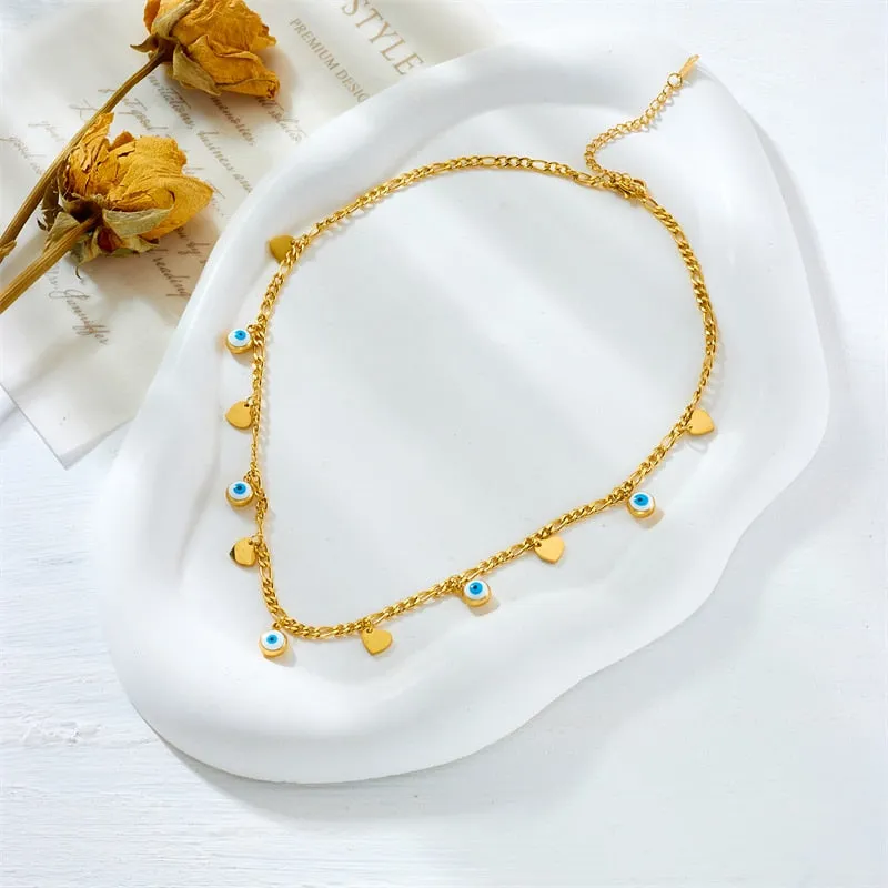 316L Stainless Steel Vintage Eye Heart Pendant Necklace For Women