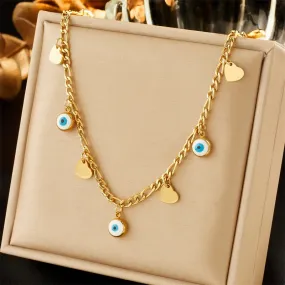 316L Stainless Steel Vintage Eye Heart Pendant Necklace For Women