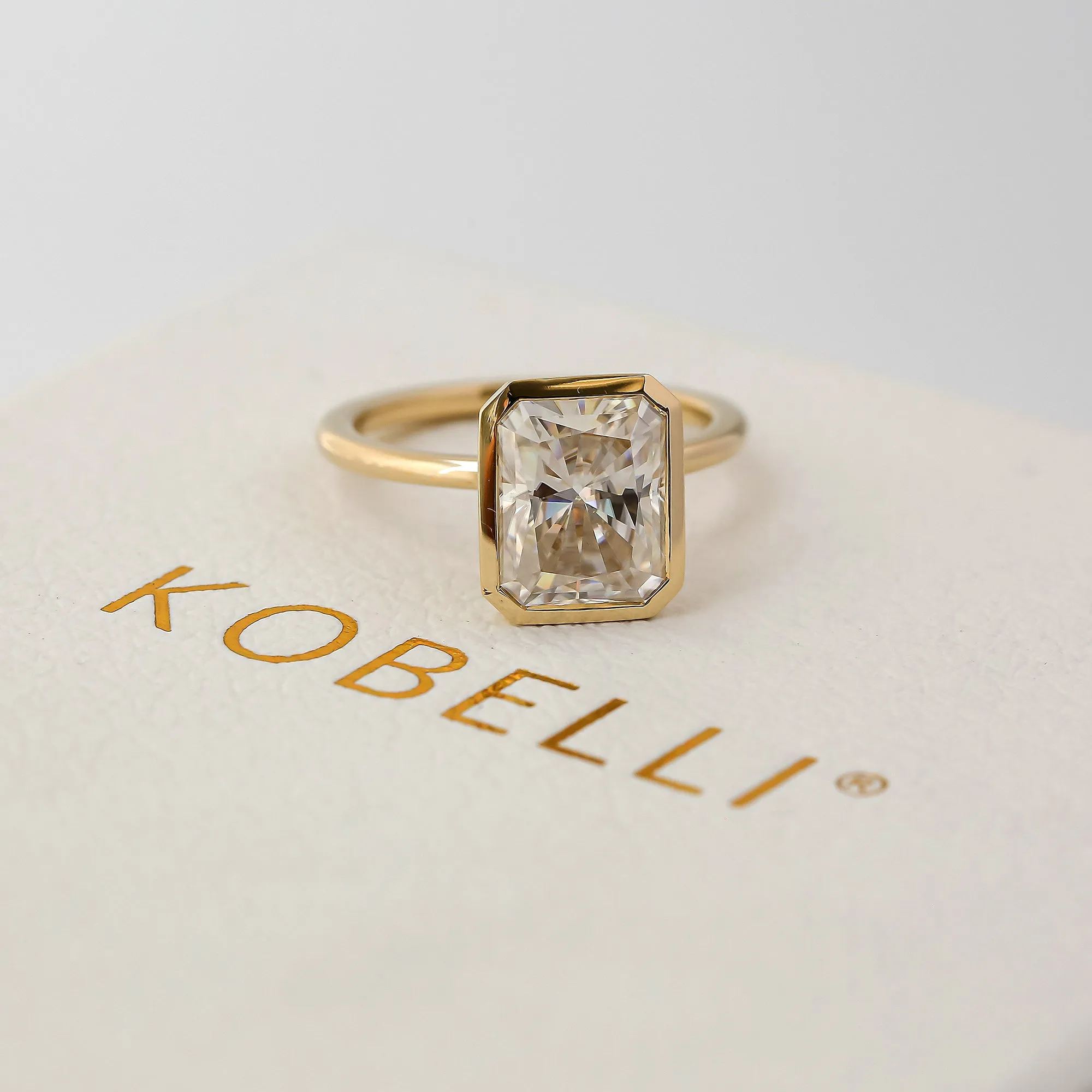 3.90ct Radiant Pageant 4X Bezel Ring