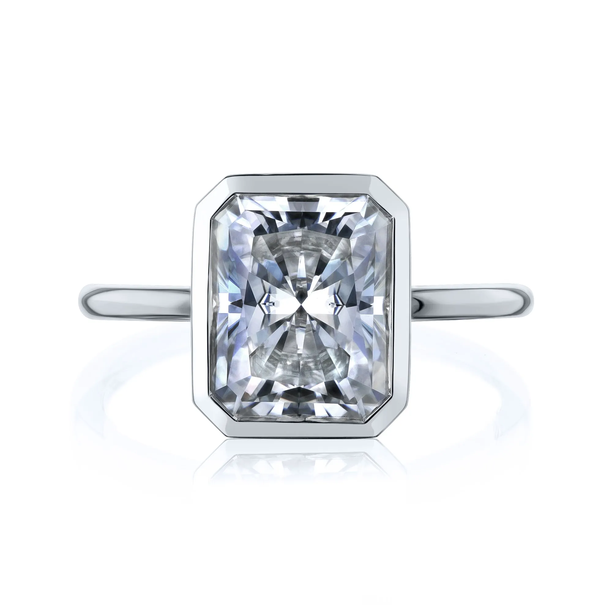 3.90ct Radiant Pageant 4X Bezel Ring