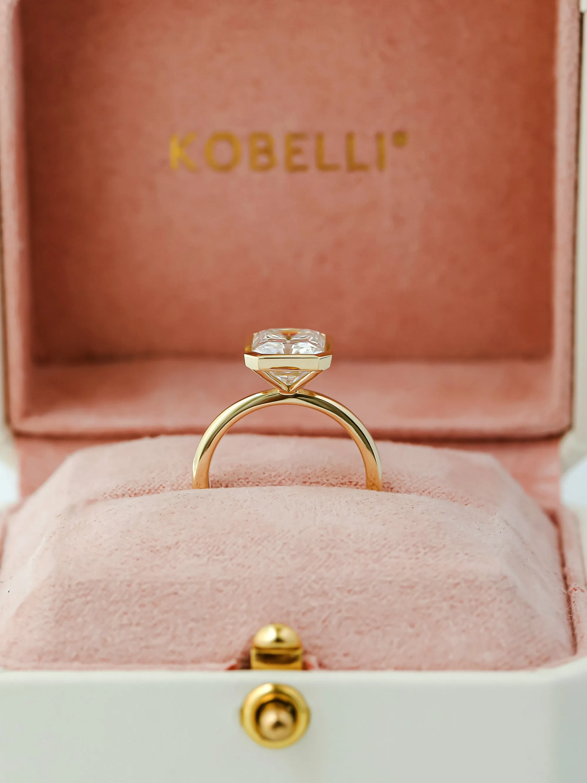 3.90ct Radiant Pageant 4X Bezel Ring