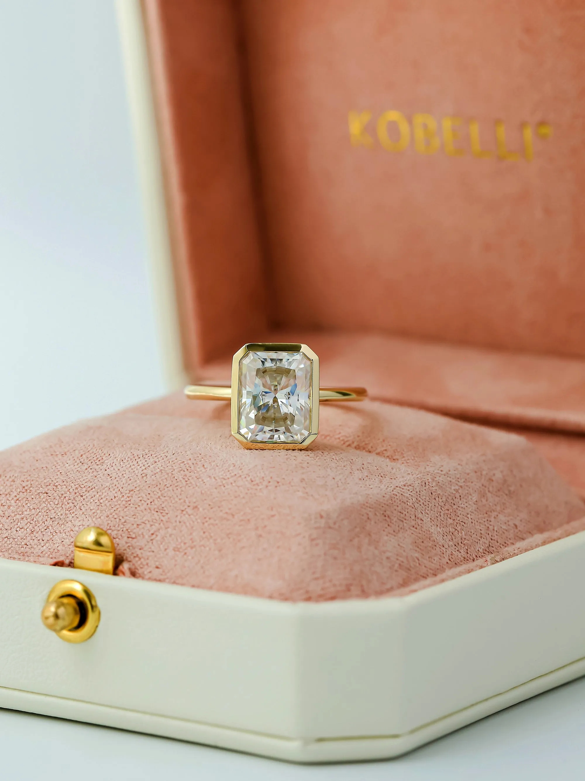 3.90ct Radiant Pageant 4X Bezel Ring