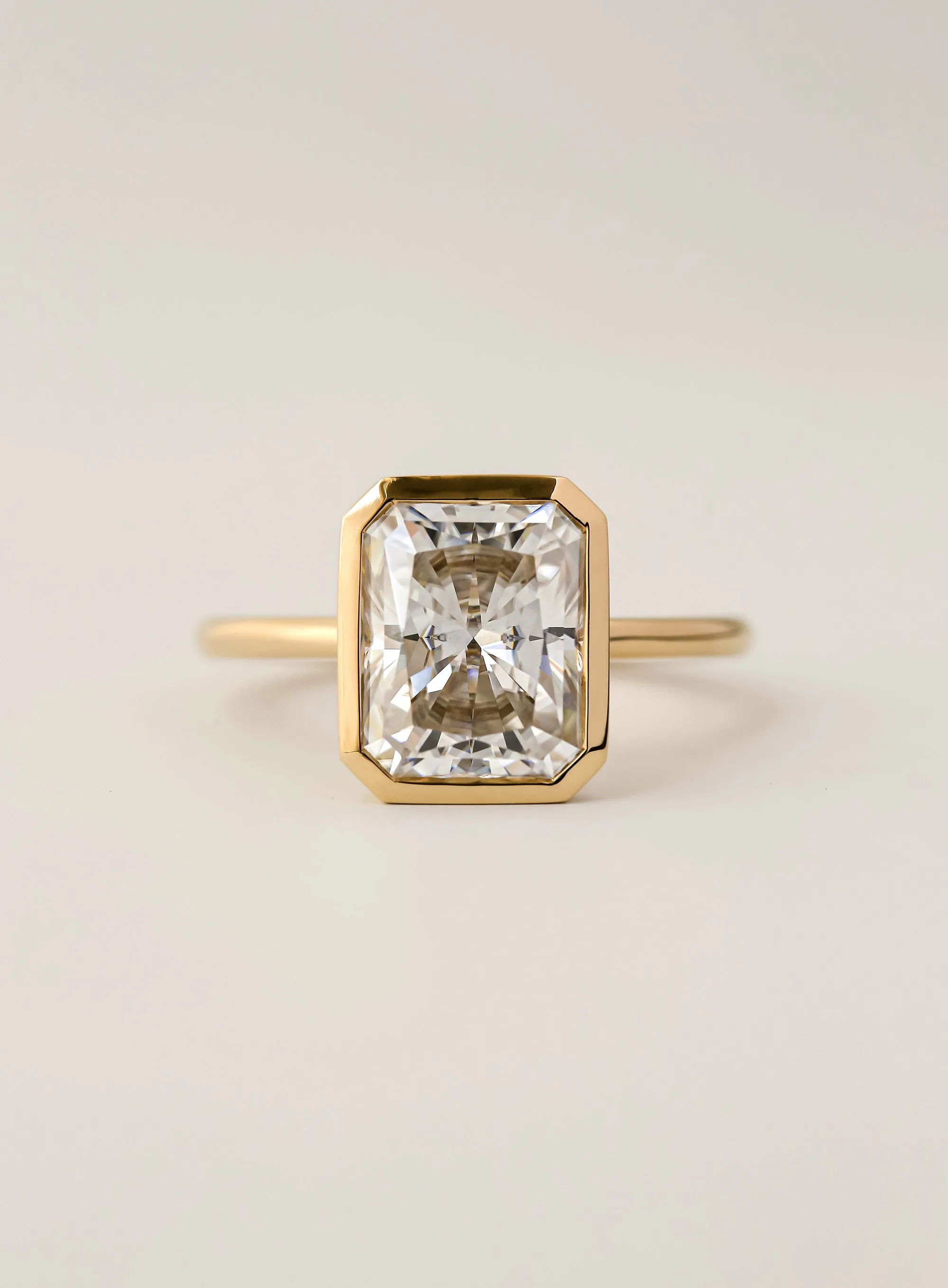 3.90ct Radiant Pageant 4X Bezel Ring