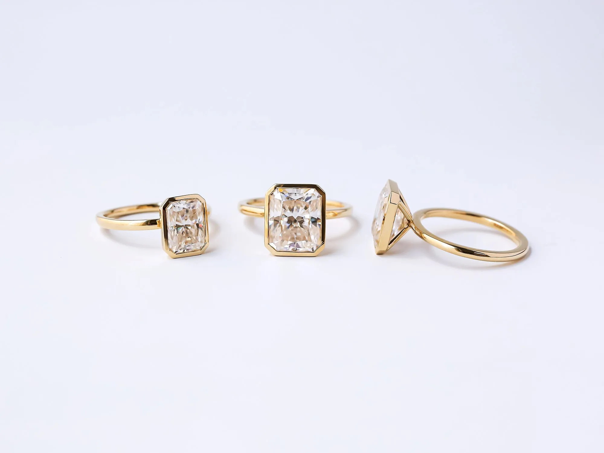 3.90ct Radiant Pageant 4X Bezel Ring