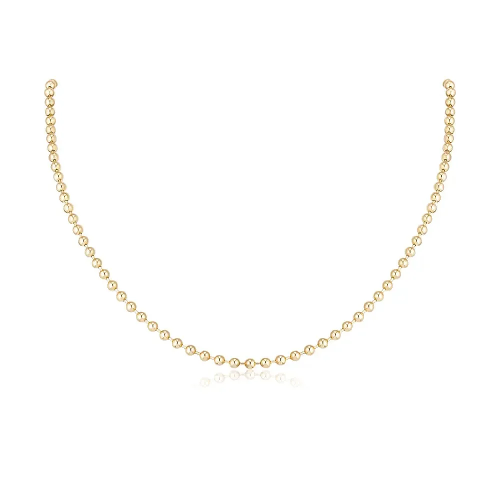 3mm Gold Bead Necklace