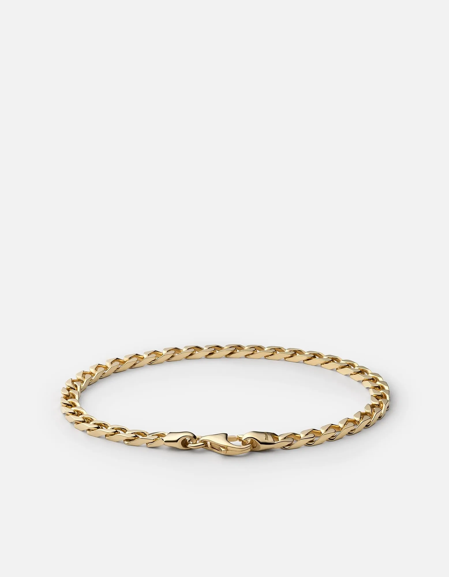 4mm Cuban Chain Bracelet, Gold Vermeil